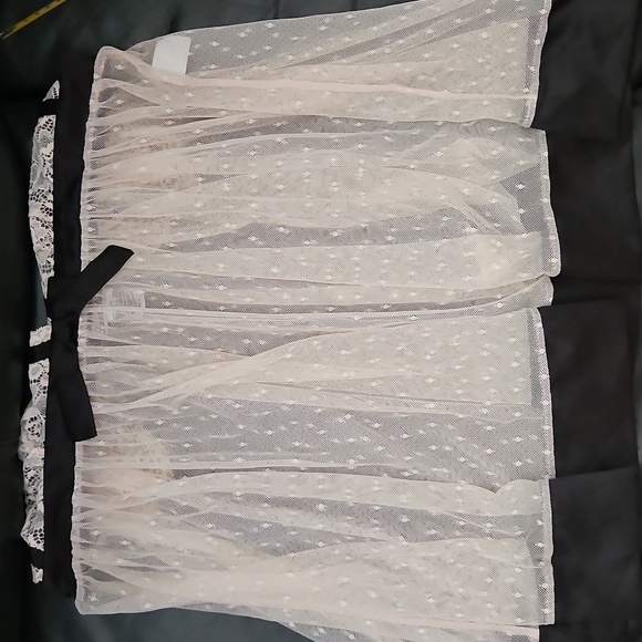 Linea Donatella M Womens Satin Trimmed Mesh Babydoll Lingerie Top Ivory& Black - Picture 11 of 12